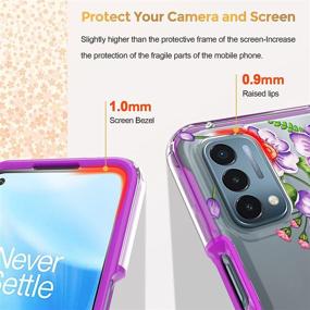 img 2 attached to 🌸 Nord N200 5G Case with Built-in Screen Protector - Clear Floral Design for Women and Girls - Full Body Shockproof TPU Flower Cover - 2 Items Included (Primula/Purple)