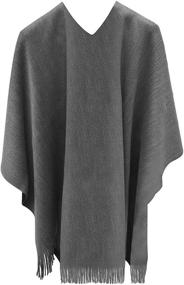 img 3 attached to Stylish Women's Plus Size Shawl and Wrap: Soft Knitted Cardigan Scarf, Front Wrap Pashmina