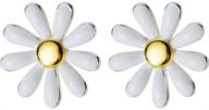 🌼 mariafashion sterling silver two-tone white daisy flower earrings - hypoallergenic studs for women, girls, and kids logo