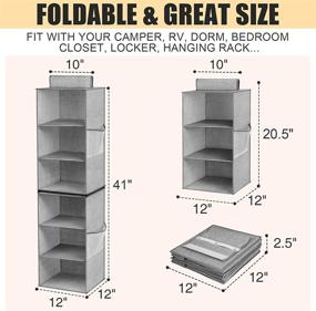 img 1 attached to 👞 Efficient 2 Pack Hanging Closet Organizer: Separable 6-Shelf Hanging Closet Shelves with Shoe Storage Organizers & Pockets - Perfect for Clothes, Socks, Bags & Shoes!