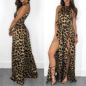 img 2 attached to Sleeveless Leopard Jumpsuit Rompers Clubwear