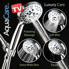 img 1 attached to 🚿 AquaCare AS-SEEN-ON-TV High Pressure 8-mode Handheld Shower Head - Clean Tub, Tile & Pets with Power Wash Feature - Antimicrobial Nozzles - Extra Long 6 ft. Stainless Steel Hose - Wall & Overhead Brackets