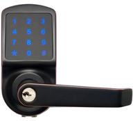 🔒 keyless entry door lock with smart technology, keypad door lock, touchscreen digital lock, reversible lever, non weatherproof (oil rubbed bronze) logo