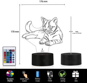 img 2 attached to Bedoo Pet Cat 3D Illusion Night Light: Remote Control, 16 Color Changing Lighting for Home, Bar, Office, Party