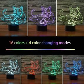 img 3 attached to Bedoo Pet Cat 3D Illusion Night Light: Remote Control, 16 Color Changing Lighting for Home, Bar, Office, Party