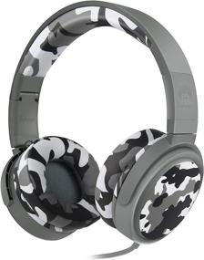 img 4 attached to 🎧 Rockpapa Camo Foldable Headphones with Microphone, Wired Earphones for Tablet, Laptop, Mobile, DVD, CD, TV, Phones in Car or Airplane - Camouflage Grey