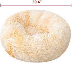 img 2 attached to labworkauto Ultra Soft Round Donut Dog Cat Bed – Waterproof Bottom, Calming Nest Design in Yellow, 39.4 Inch