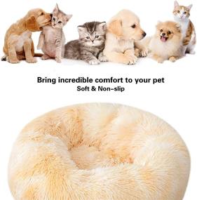 img 1 attached to labworkauto Ultra Soft Round Donut Dog Cat Bed – Waterproof Bottom, Calming Nest Design in Yellow, 39.4 Inch