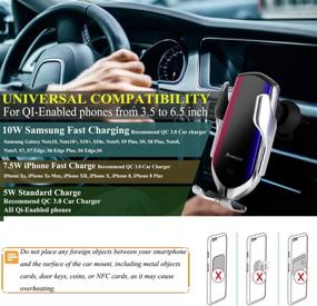 img 3 attached to 📲 KenSera Wireless Car Charger Mount with Smart Sensor, Qi Fast Charging, Auto Clamping Car Phone Holder for iPhone 8/10/11/Xs/Xs Max/XR and Samsung Galaxy S9/S10/S20/Plus, Note9/10