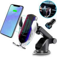 📲 kensera wireless car charger mount with smart sensor, qi fast charging, auto clamping car phone holder for iphone 8/10/11/xs/xs max/xr and samsung galaxy s9/s10/s20/plus, note9/10 logo