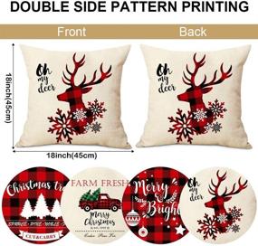 img 3 attached to 🎅 Set of 4 AerWo Christmas Pillow Covers - 18x18 Inches Black and Red Buffalo Plaid Cushion Cases, Double Sided Buffalo Check Throw Pillow Covers for Farmhouse Christmas Winter Decorations