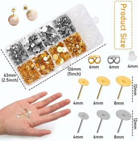 img 3 attached to 🔸 1460 Pcs Gold Earring Posts and Backs Set - Hypoallergenic Jewelry Making Supplies for Earrings with Butterfly and Rubber Bullet Backs (4mm, 6mm, 8mm) - Ideal for Creating Stunning Earrings