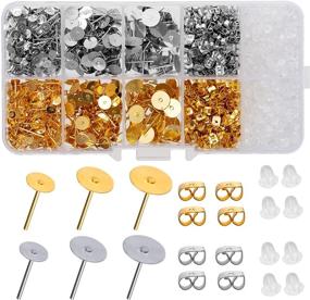 img 4 attached to 🔸 1460 Pcs Gold Earring Posts and Backs Set - Hypoallergenic Jewelry Making Supplies for Earrings with Butterfly and Rubber Bullet Backs (4mm, 6mm, 8mm) - Ideal for Creating Stunning Earrings