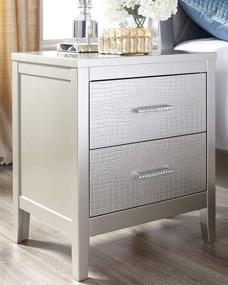 img 3 attached to 💫 Modern Glam Nightstand: Signature Design by Ashley Olivet with Shimmering Shagreen Drawer Fronts in Silver