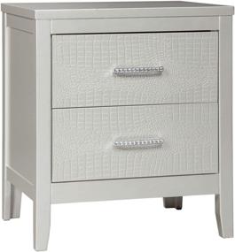 img 4 attached to 💫 Modern Glam Nightstand: Signature Design by Ashley Olivet with Shimmering Shagreen Drawer Fronts in Silver