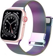 🌈 ремешки ycysh metal iwatch, совместимые с apple watch series 7 6 5 4 3 2 1 se, из нержавеющей стали с магнитной сеткой-петлей, для женщин и мужчин (цветные, 38/40/41мм) логотип