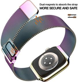 img 2 attached to 🌈 Ремешки Ycysh Metal iWatch, совместимые с Apple Watch Series 7 6 5 4 3 2 1 SE, из нержавеющей стали с магнитной сеткой-петлей, для женщин и мужчин (цветные, 38/40/41мм)