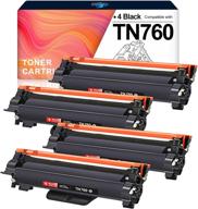 hbo topmae compatible toner cartridge replacement for brother tn760 tn730 high yield - compatible with hl-l2350dw, hl-l2395dw, hl-l2390dw, hl-l2370dw, mfc-l2750dw, mfc-l2710dw, dcp-l2550dw (pack of 4 black) logo