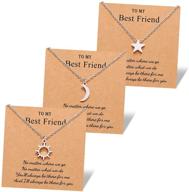 🌞 delicate friendship necklace set for 2/3 sisters and best friends - sun, moon, and star design for women, teen girls - includes gift message card logo