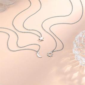 img 1 attached to 🌞 Delicate Friendship Necklace Set for 2/3 Sisters and Best Friends - Sun, Moon, and Star Design for Women, Teen Girls - Includes Gift Message Card