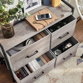 img 2 attached to 🪑 Rustic Wood Top Storage Dresser - 4 Drawers Wide Chest of Drawers for Living Room, Bedroom, Hallway, Nursery, Kid - Closet & Storage Tower