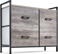 🪑 rustic wood top storage dresser - 4 drawers wide chest of drawers for living room, bedroom, hallway, nursery, kid - closet & storage tower логотип