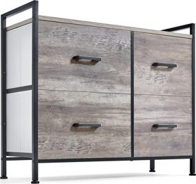 img 4 attached to 🪑 Rustic Wood Top Storage Dresser - 4 Drawers Wide Chest of Drawers for Living Room, Bedroom, Hallway, Nursery, Kid - Closet & Storage Tower