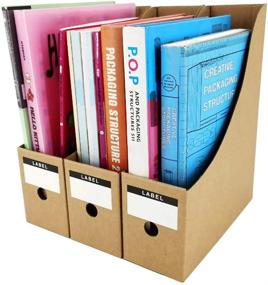 img 1 attached to 📚 HUAPRINT Magazine File Holder (12 Pack, Brown) – Premium Desk Organizer for Folders, Documents, and Magazines, with Easy-to-Use Labels Included