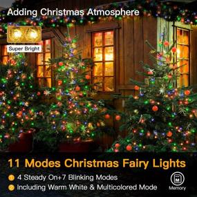 img 3 attached to 🎄 Ollny Christmas Lights: 100LED Color Changing Globe Fairy Twinkle Waterproof String Lights - 11 Modes & Remote - USB Powered - Xmas Tree, Bedroom, Holiday Indoor Decorations - Warm White