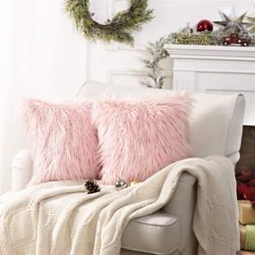 img 2 attached to 🐑 Phantoscope Pink Fuzzy Pillow Cover - Fluffy Throw Pillowcase, Mongolian Luxury Faux Fur, Decorative Cushion Cover for Bedroom and Couch, 18 x 18 Inches