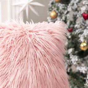 img 3 attached to 🐑 Phantoscope Pink Fuzzy Pillow Cover - Fluffy Throw Pillowcase, Mongolian Luxury Faux Fur, Decorative Cushion Cover for Bedroom and Couch, 18 x 18 Inches