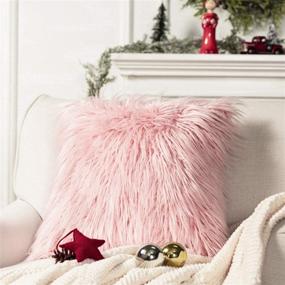img 4 attached to 🐑 Phantoscope Pink Fuzzy Pillow Cover - Fluffy Throw Pillowcase, Mongolian Luxury Faux Fur, Decorative Cushion Cover for Bedroom and Couch, 18 x 18 Inches