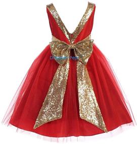 img 3 attached to 🎅 Red Glitter Sequin Dresses for Holiday Christmas Girls' Clothing