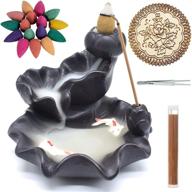 🌊 ceramic waterfall incense burner with backflow incense holder, aromatherapy home decor ornament including 30 backflow incense cones + 50 incense sticks логотип