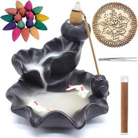 img 4 attached to 🌊 Ceramic Waterfall Incense Burner with Backflow Incense Holder, Aromatherapy Home Decor Ornament Including 30 Backflow Incense Cones + 50 Incense Sticks