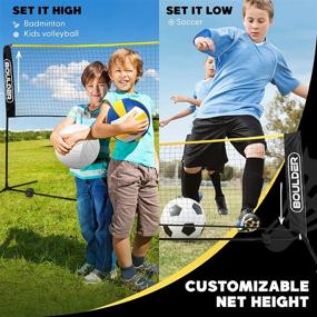 img 2 attached to 🏞️ Height Adjustable Portable Net - Boulder Badminton Pickleball Net for Junior Tennis, Kids Volleyball & Soccer, Backyard Games - Easy Setup Nylon Sports Net with Poles (10ft/14ft/17ft Wide)