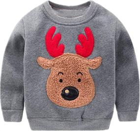 img 4 attached to Sweatshirts Christmas Reindeer Crewneck Pullover Boys' Clothing and Active