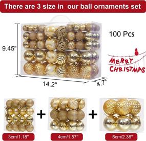 img 3 attached to 🎄 Sparkling Gold Christmas Ball Ornaments, 100PCS Shatterproof Decorative Baubles Set for Xmas Tree, Holiday Party Decorations