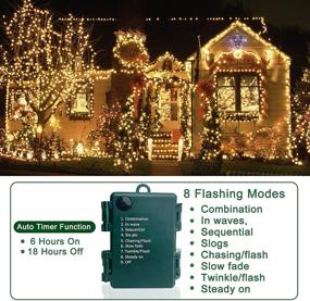 img 2 attached to 🎄 AMENON 2 Pack Christmas Mini String Lights Decor - 33 Ft 100 LED Timer 8 Modes Battery Operated Waterproof - Indoor Outdoor Xmas Tree Yard Garden Decoration, Warm White