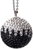 🚗 black gradient garneck rhinestone car hanging pendant: rear view mirror ball ornament for car interior decoration, auto crystal pendant decor logo