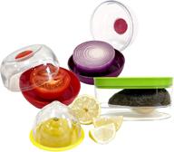 premium bpa-free 4-piece storage set: avocado, onion, tomato, and lemon keeper/saver/holder logo