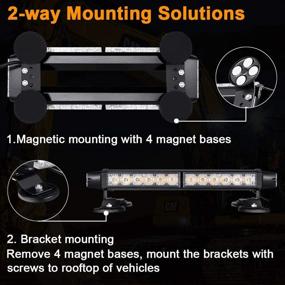 img 1 attached to 🚨 AT-HAIHAN Waterproof 30W Magnetic Rooftop Blue LED Emergency Strobe Flashing Light Bar: Ideal Safety Warning for Volunteer Firefighter Trucks, EMS, Law Enforcement, and Police Cars