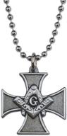 🔱 antique silver knights templar cross square & compass masonic necklace - 1'' tall logo