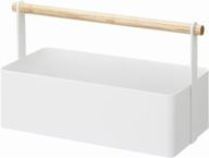 📦 large white yamazaki home tool box storage basket with wood handle organizer logo