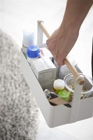 img 1 attached to 📦 Large White Yamazaki Home Tool Box Storage Basket with Wood Handle Organizer