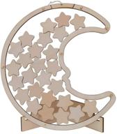 🌛 papa long over the moon guest book with 25pcs wood star cutouts - perfect for wedding, baby shower, or birthday keepsake logo