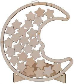 img 4 attached to 🌛 PAPA LONG Over The Moon Guest Book with 25pcs Wood Star Cutouts - Perfect for Wedding, Baby Shower, or Birthday Keepsake