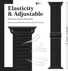 img 2 attached to Elastic Nylon Solo Loop Bands Compatible with Apple Watch, Adjustable 📱 Braided Breathable Sport Straps for iWatch Series 6/5/4/3/2/1 SE (Multiple Patents Pending)