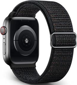 img 4 attached to Elastic Nylon Solo Loop Bands Compatible with Apple Watch, Adjustable 📱 Braided Breathable Sport Straps for iWatch Series 6/5/4/3/2/1 SE (Multiple Patents Pending)