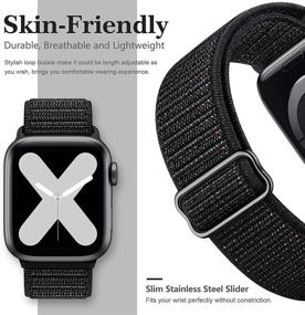 img 3 attached to Elastic Nylon Solo Loop Bands Compatible with Apple Watch, Adjustable 📱 Braided Breathable Sport Straps for iWatch Series 6/5/4/3/2/1 SE (Multiple Patents Pending)